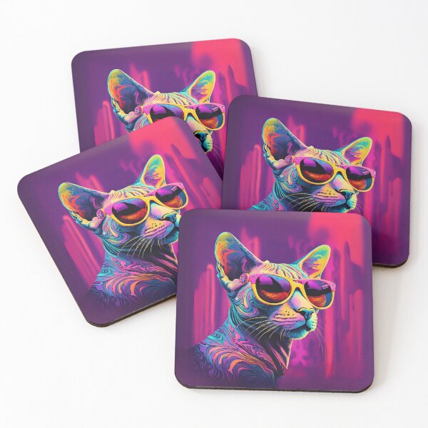 Aperçu de l'œuvre Chat Sphynx psychédélique avec des lunettes de soleil. créée et vendue par GlowUpLook.
