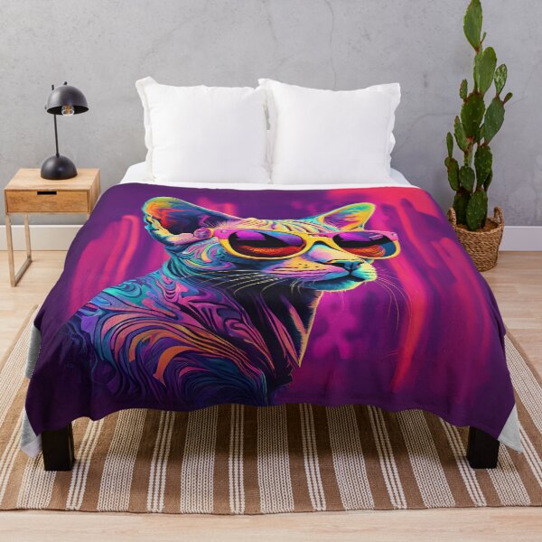 Aperçu de l'œuvre Chat Sphynx psychédélique avec des lunettes de soleil. créée et vendue par GlowUpLook.