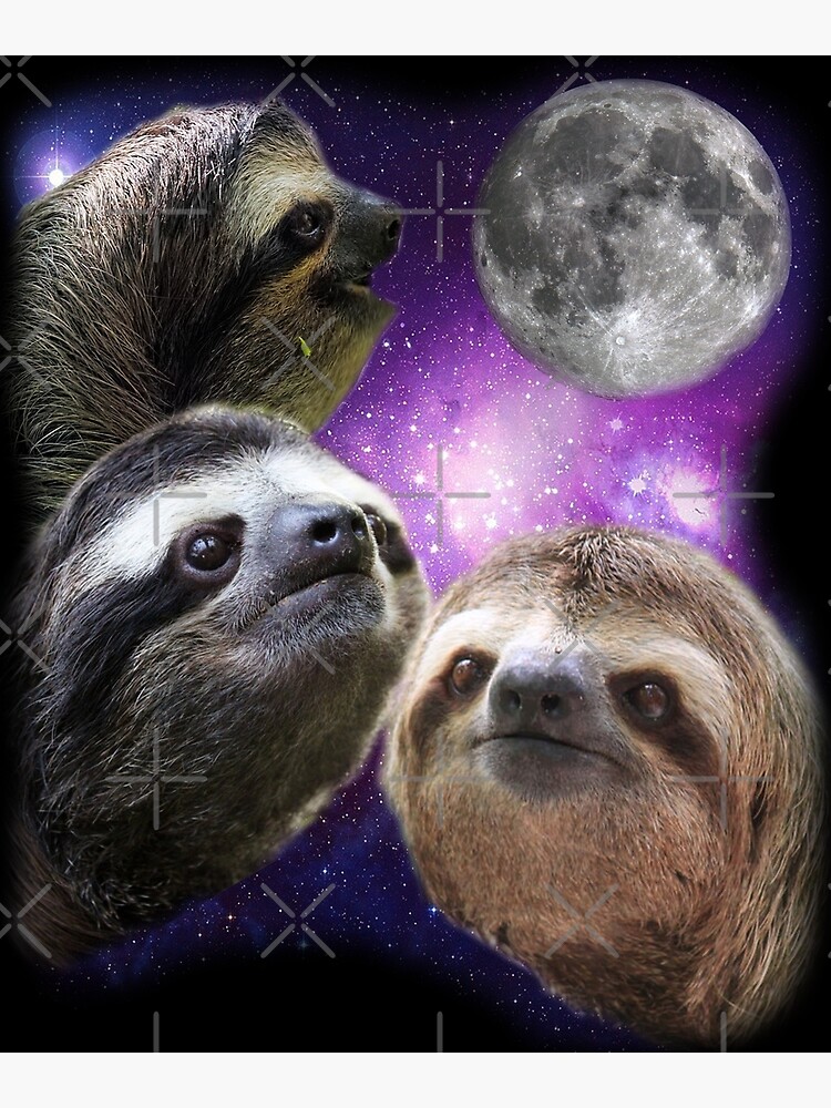 Sloth - Three Sloth Howling Moon Funny Parody T-Shirt