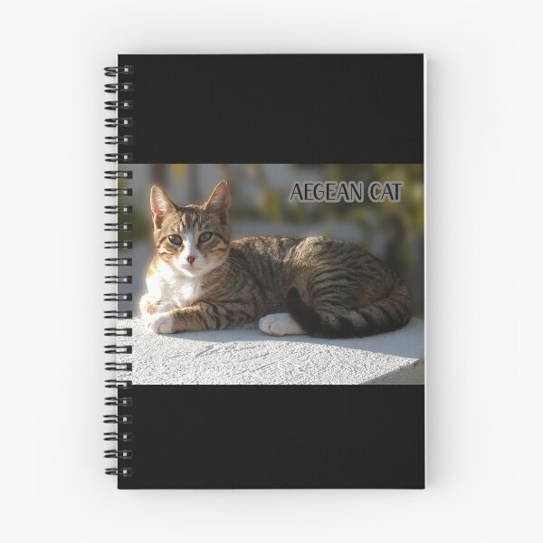 Item preview, A tabby with white cute Aegean cat photo from Greece with aegean text on it designed and sold by EmeraldeaArt.