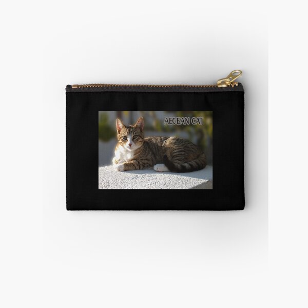 Item preview, A tabby with white cute Aegean cat photo from Greece with aegean text on it designed and sold by EmeraldeaArt.