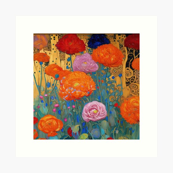 Item preview, Gustav Klimt Flowers with Gold designed and sold by maniacfitness.