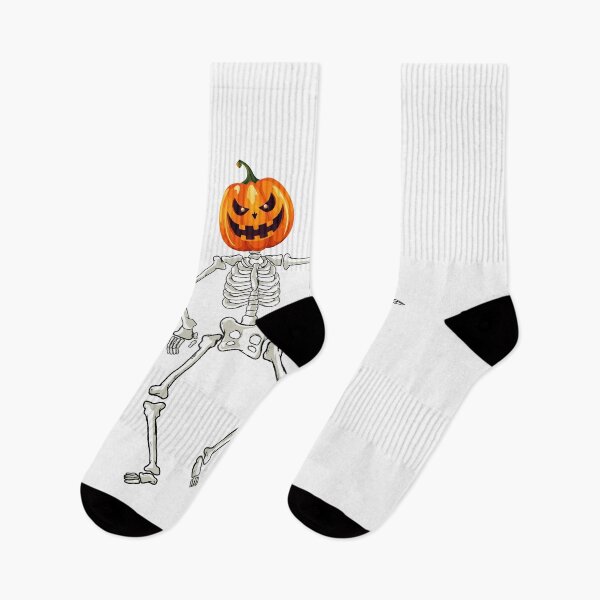 Item preview, Dancing pair of skeletons with pumpkins as heads  designed and sold by BlissThreads.