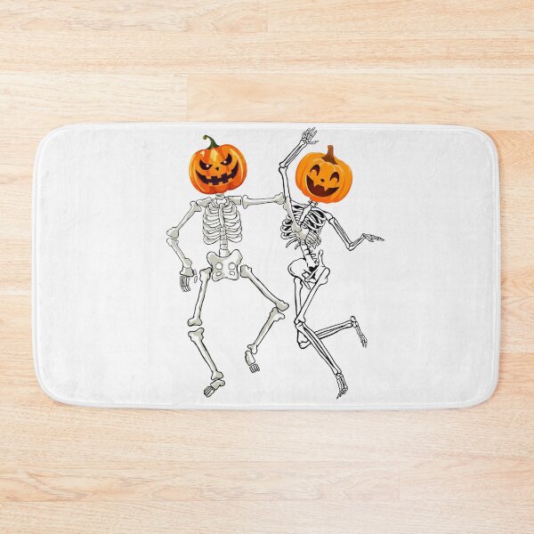 Item preview, Dancing pair of skeletons with pumpkins as heads  designed and sold by BlissThreads.