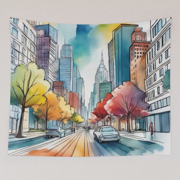 Item preview, Colourful Autumn City Street designed and sold by RaiyaTees.