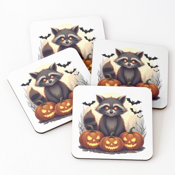 Item preview, Halloween raccoon with orange eyes designed and sold by kjp-design.