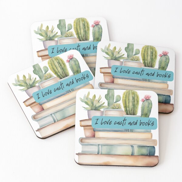 Item preview, Cacti in pots on books, I love books and cacti,  vintage books,  designed and sold by KolorellaS.