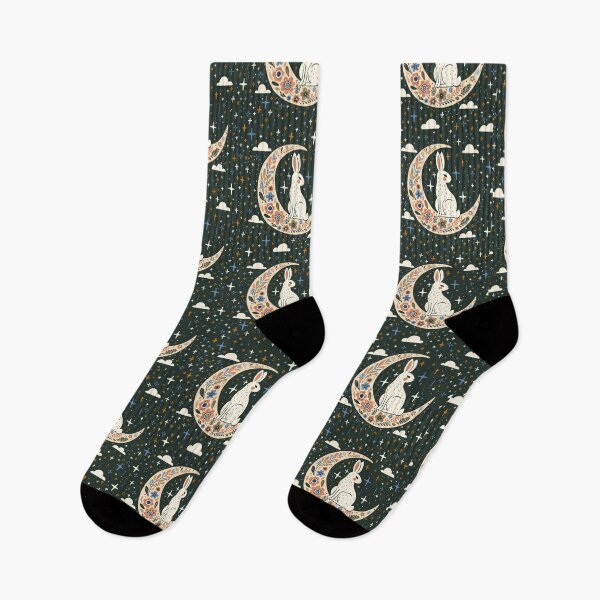 Item preview, Floral Moon and Rabbit – Whimsical Celestial Art designed and sold by Itouchedabee.