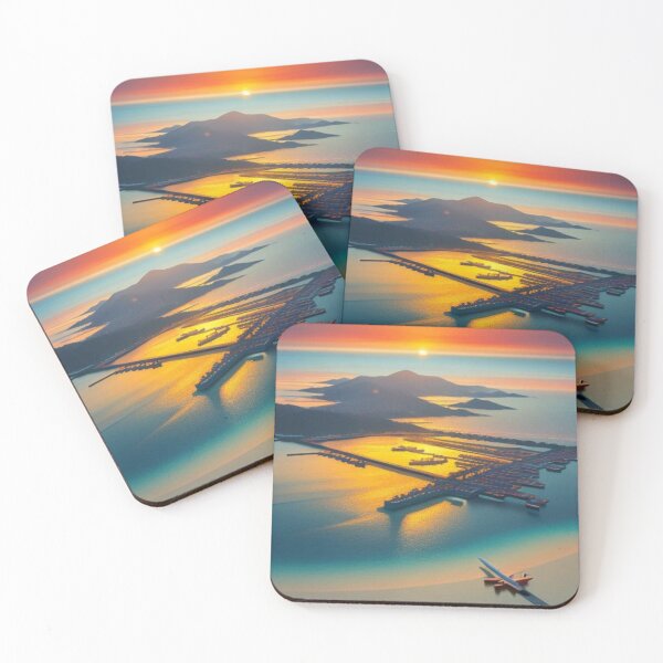 Item preview, Sunset Flight Over Coastal Aquaculture designed and sold by Soujji-Designs.