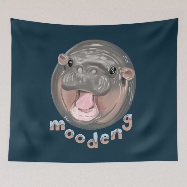 Item preview, Lindo dibujo del hipopótamo bebé Moo Deng designed and sold by SpiritedArtwork.