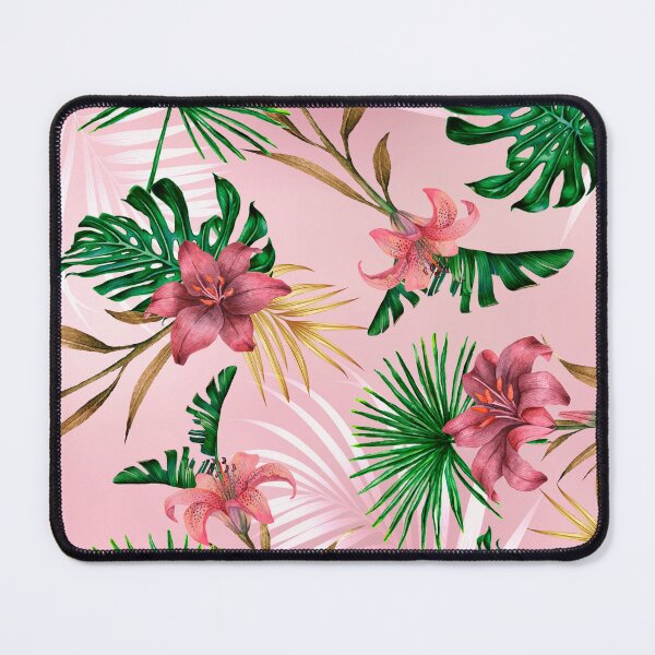 Item preview, Floral pattern with blush pink flower elements, leaf branches on light pink background; for clothes, fashion, postcards, greeting cards, wedding invitations, romantic events designed and sold by Gillberto.