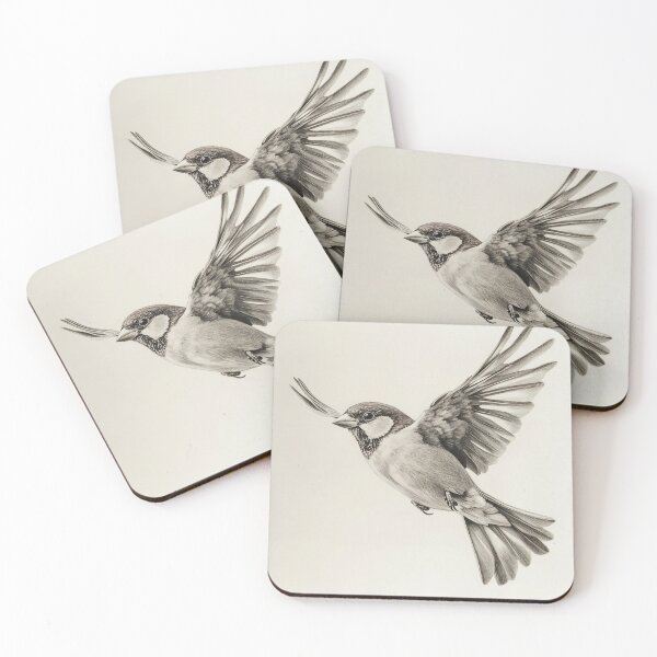 Item preview, Black and white House Sparrow pencil drawing designed and sold by Pencil-Art.