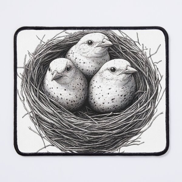 Item preview, Black and White Bird Pencil Drawing designed and sold by Pencil-Art.