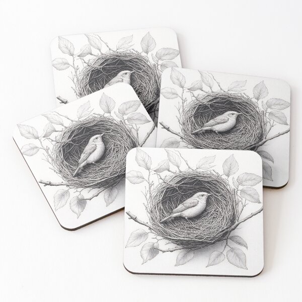 Item preview, Black and White Bird Pencil Drawing designed and sold by Pencil-Art.