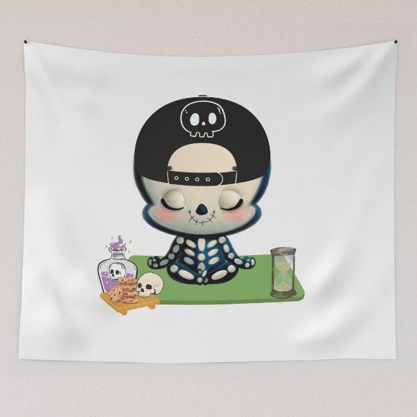 Item preview, Spooky Meditations: Cute Skeleton Kid in Halloween Spirit designed and sold by ZapStickers.
