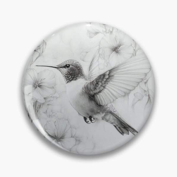 Item preview, Black and White Humming bird Pencil Drawing designed and sold by Pencil-Art.