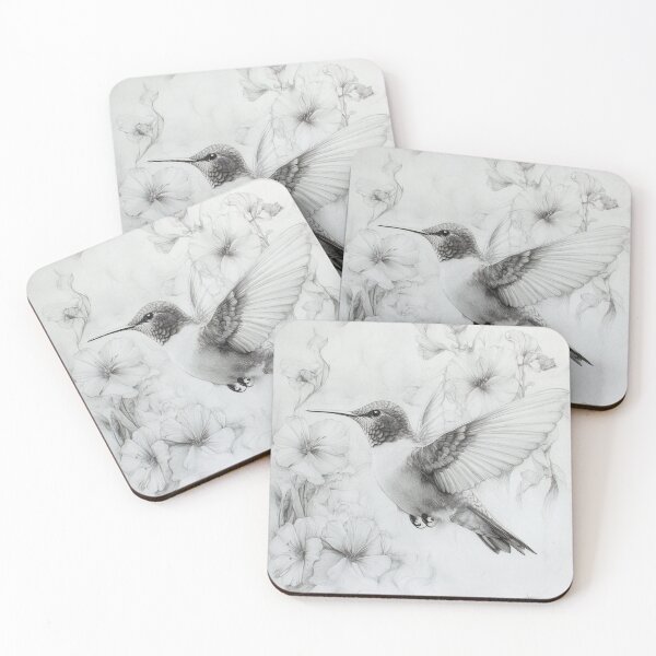 Item preview, Black and White Humming bird Pencil Drawing designed and sold by Pencil-Art.