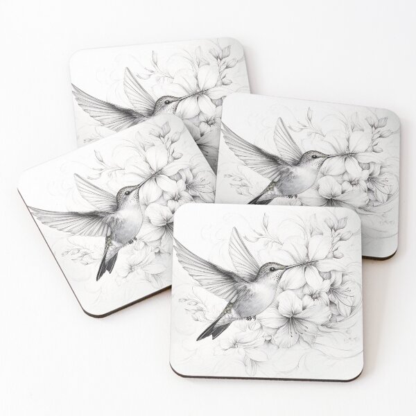 Item preview, Black and White Humming bird Pencil Drawing designed and sold by Pencil-Art.