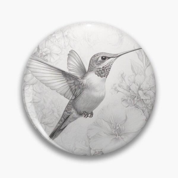 Item preview, Black and White Humming bird Pencil Drawing designed and sold by Pencil-Art.