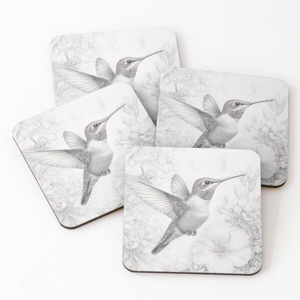 Item preview, Black and White Humming bird Pencil Drawing designed and sold by Pencil-Art.