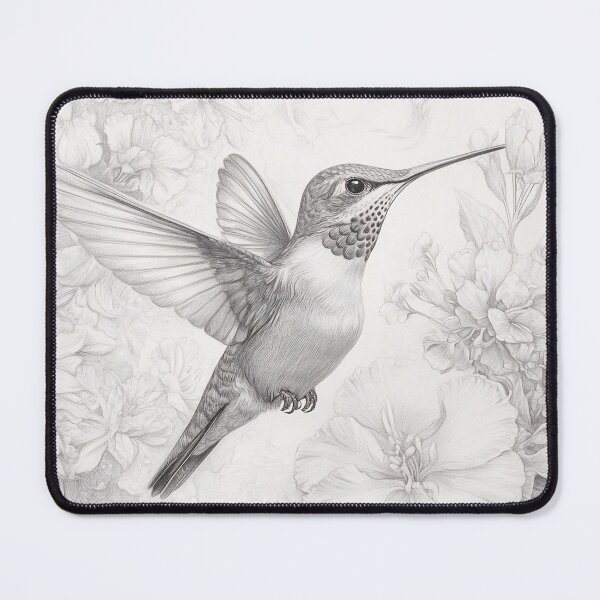 Item preview, Black and White Humming bird Pencil Drawing designed and sold by Pencil-Art.
