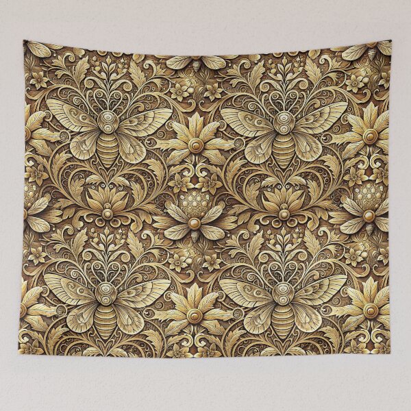 Item preview, laser carved pine-wood whimsical floral and bees  designed and sold by sutja.