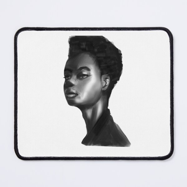 Item preview, Dark skin tone grey scale portrait designed and sold by Wish Design.
