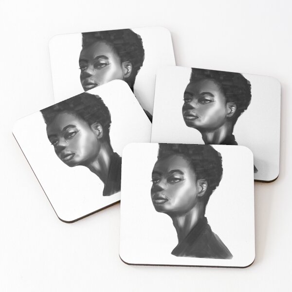 Item preview, Dark skin tone grey scale portrait designed and sold by Wish Design.