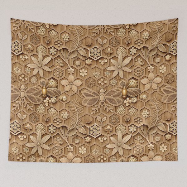 Item preview, pine-wood laser carved whimsical floral and bees  designed and sold by sutja.