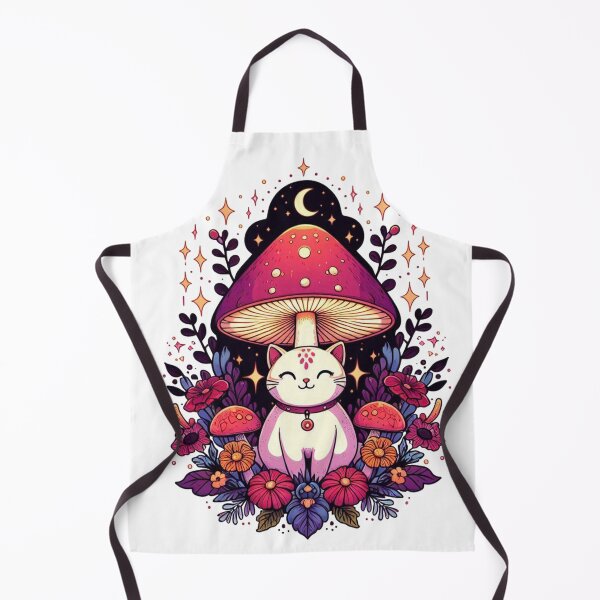 Item preview, Smiling cat under mushroom fantasy art designed and sold by BigBlueArt.
