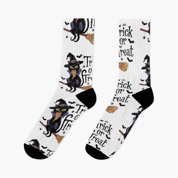 Item preview, "Trick or Treat" Halloween Black Cat on a Broomstick designed and sold by LostForSpace.