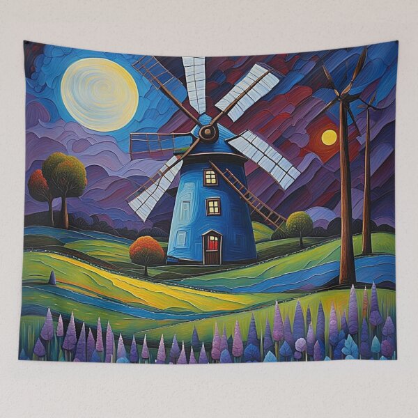 Item preview, Windmill at night 10 designed and sold by George Hutton Hunter.