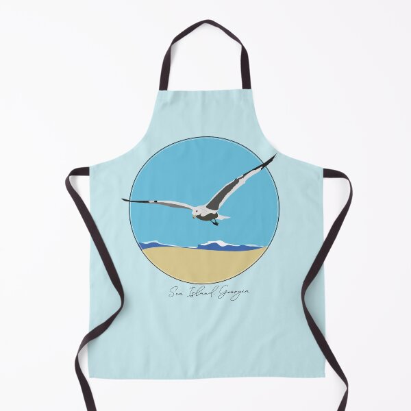 Item preview, Sea Island, Georgia Sea Gull Flying Over Beach with Waves Design designed and sold by laughingwillows.