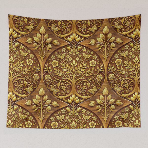 Item preview, Whimsical laser carving teak-wood golden tree designed and sold by sutja.
