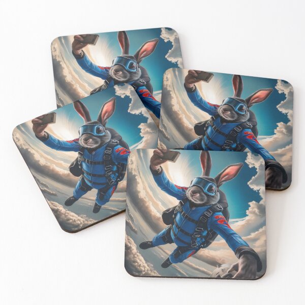 Item preview, Selfie of a rabbit during a parachute jump. designed and sold by MyHappyArtShop.