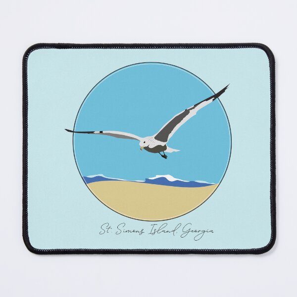 Item preview, St. Simons Island, Georgia Sea Gull Flying Over Beach with Waves Design designed and sold by laughingwillows.