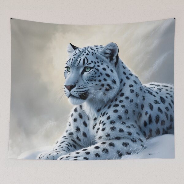 Item preview, Majestic Snow Leopard Art | Winter Wonderland Collection | Wildlife Illustration by LaLi Designs designed and sold by LaLi-Designs.