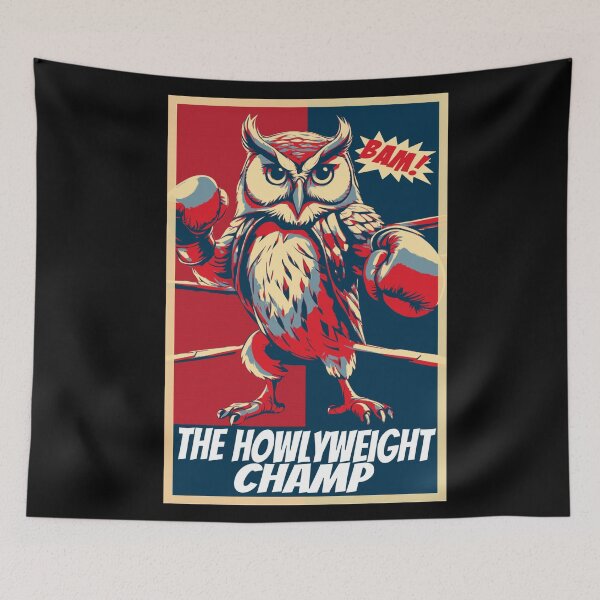 Item preview, The Howlyweight Champion Funny Owl Boxing Comic designed and sold by TrueArtsStore.