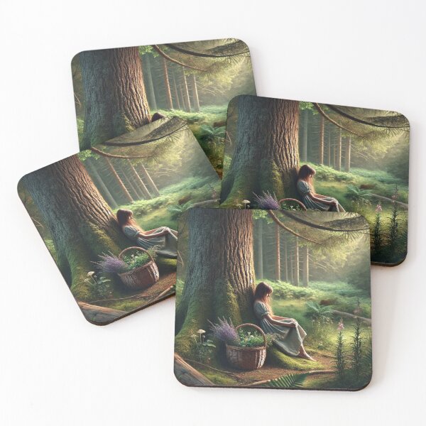 Item preview, Girl picking plants in the woods designed and sold by ValerieStOnge.