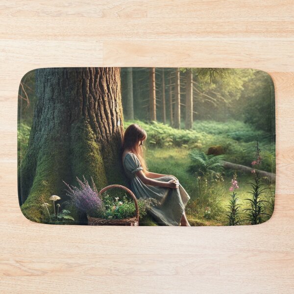 Item preview, Girl picking plants in the woods designed and sold by ValerieStOnge.