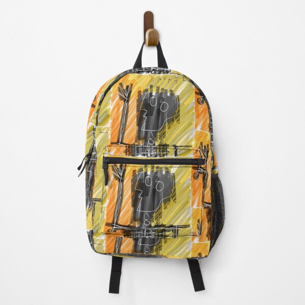 Item preview, Line Sketch of a Skeleton on Yellow and Orange Background designed and sold by NVNEZart.
