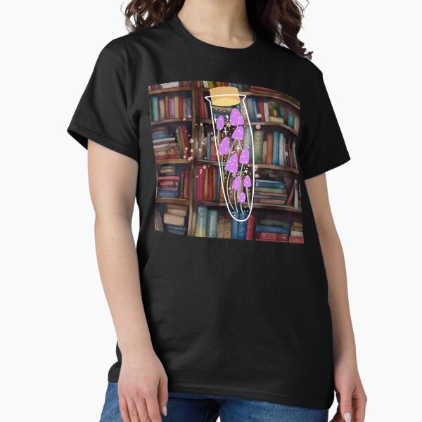 Dark Academia Bookish Bottle Vial of Mushrooms Classic T-Shirt