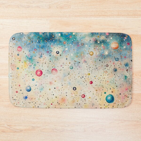 Item preview, Abstract Cosmic Watercolor – A Sky Filled with Tiny Planets and Stars designed and sold by solynneart.