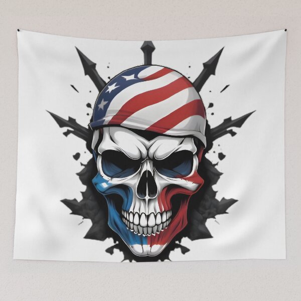Item preview, Patriotic Skull with American Flag Bandana designed and sold by tutoo clothes.