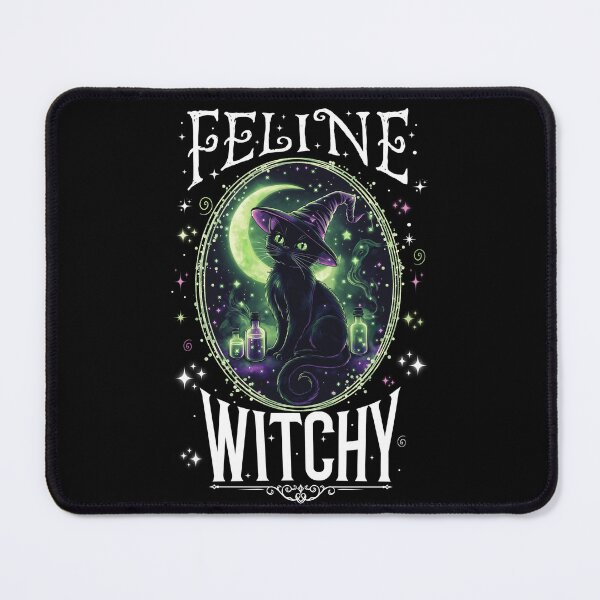 Item preview, Feline witchy, witch's cat, black cat designed and sold by InkishDelight.