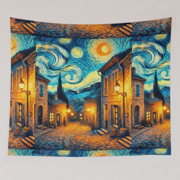 Item preview, Van Gogh Inspired Starry Streetlight Sunset designed and sold by Taans-Creation.