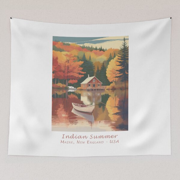 Item preview, Indian Summer in Maine New England - Vintage travel poster in retro style designed and sold by pod24.