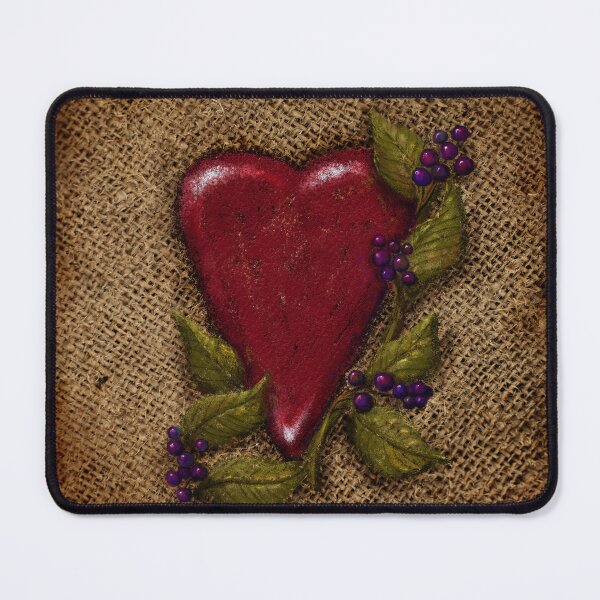 Item preview, Prim Heart with Berries on Burlap Folk Art designed and sold by CheriesArt.