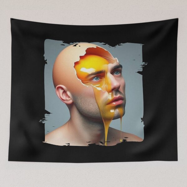 Item preview, Abstract Man with Open Skull and Egg Brain – Surreal Art designed and sold by Hungry-Murphy.