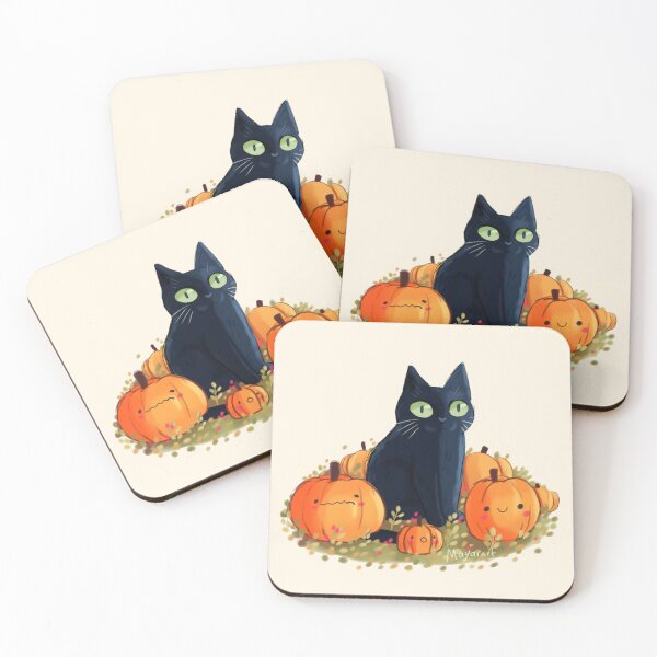 Item preview, black cat with pumpkins  designed and sold by Mayarart.